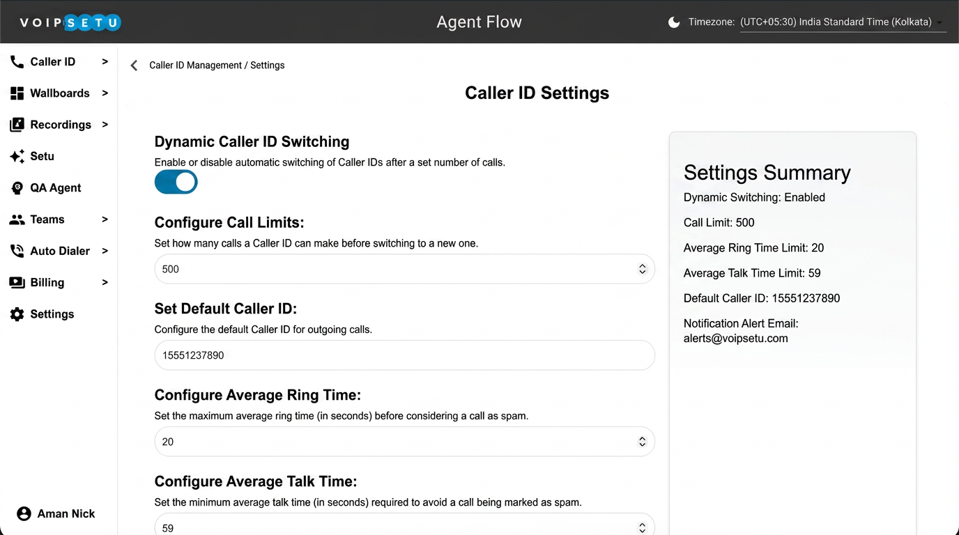 Caller ID — Rotation settings